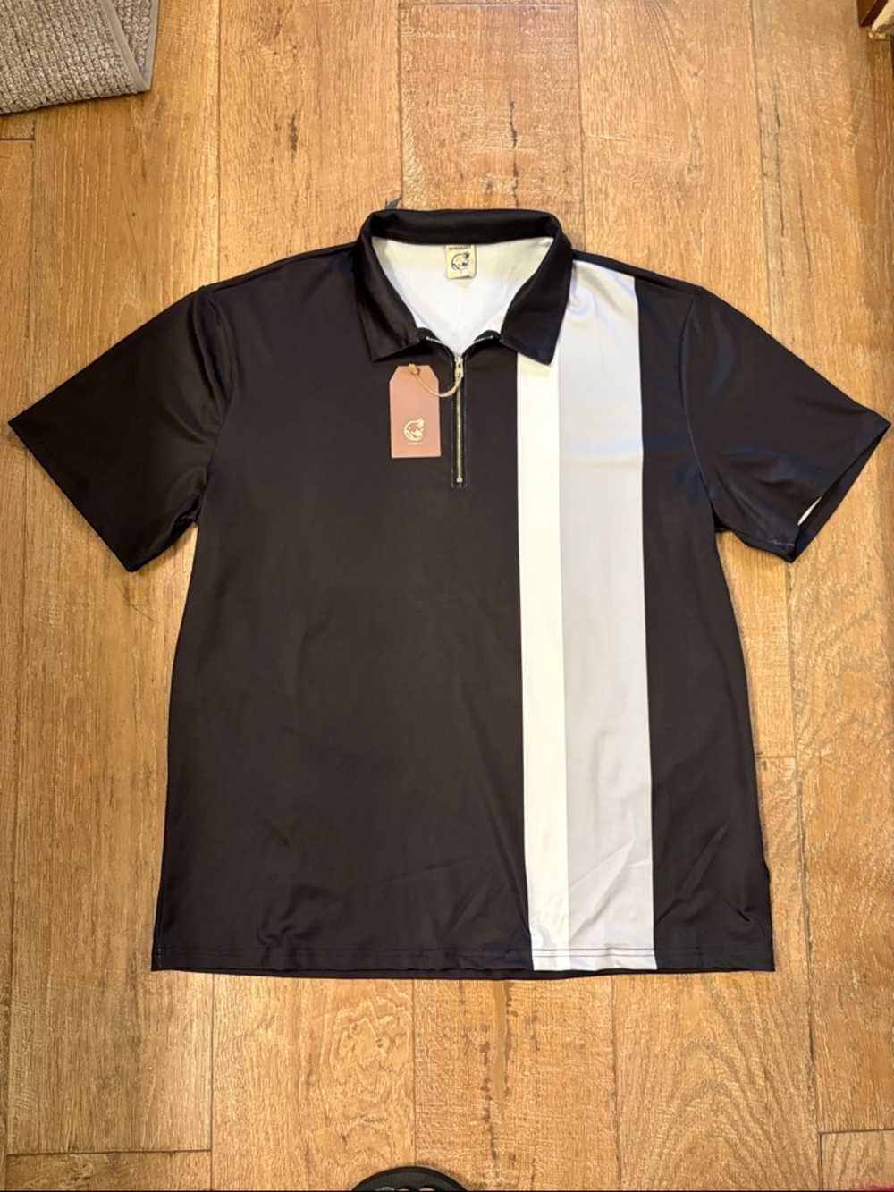 Hardaddy Men's 1/4 zip Black / White / Grey Polo - Zip Collar NEW with Tags